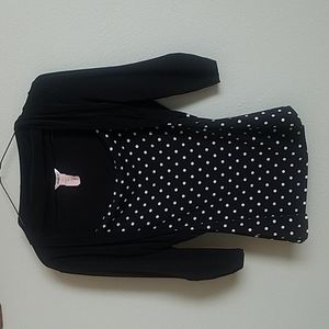 Black polka dot blouse with attached jacket